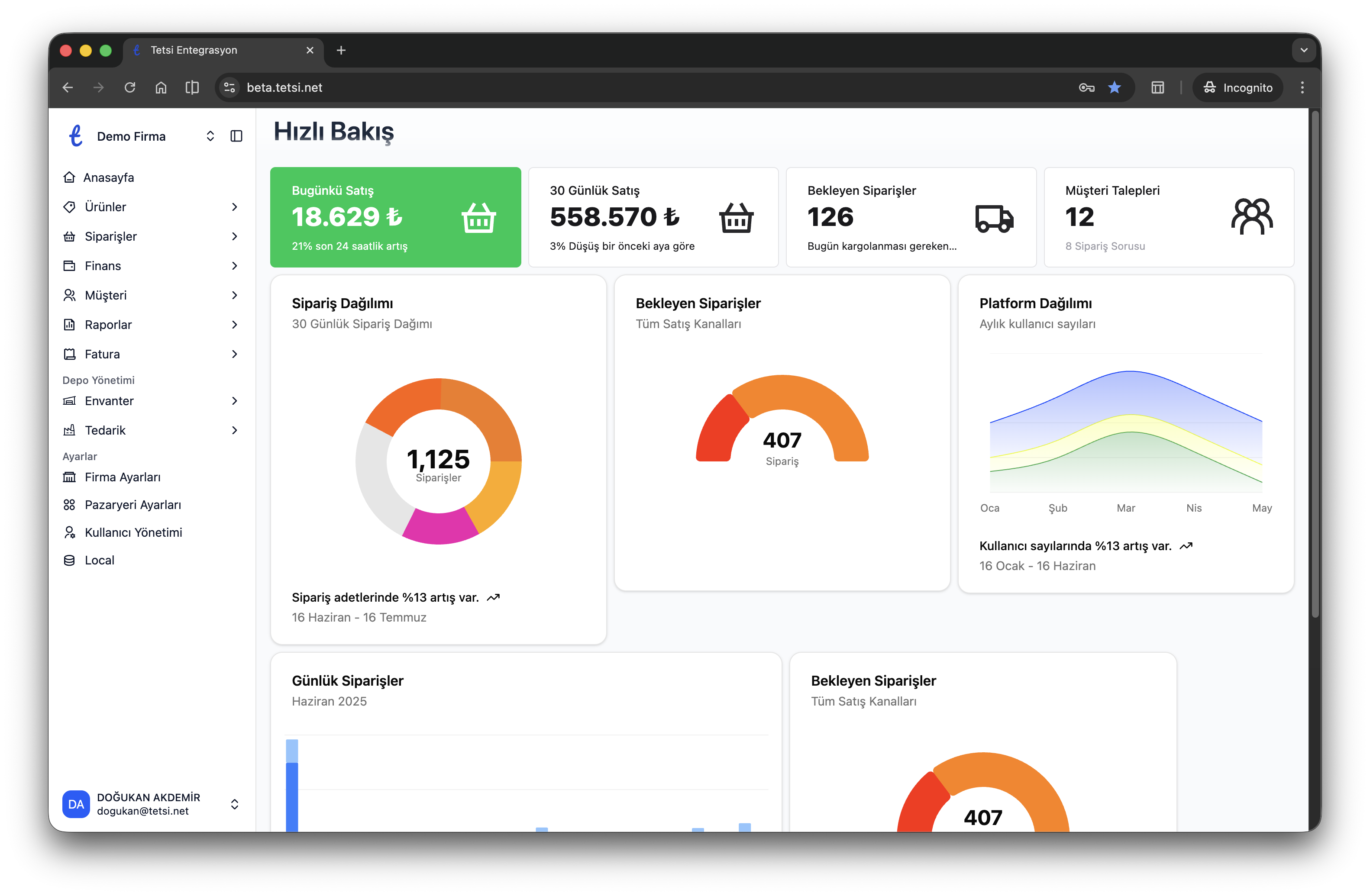 Tetsi ana sayfa ekran görüntüsü